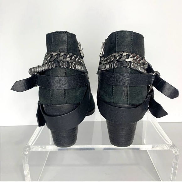 DOLCE VITA x Revolve Yazmina Leather Chain Rocker Ankle Boots in Onyx Sz 7.5 - Picture 5 of 13